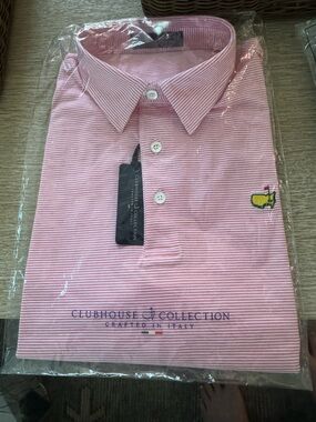 NWT Masters Men’s Pink Striped Polo Shirt